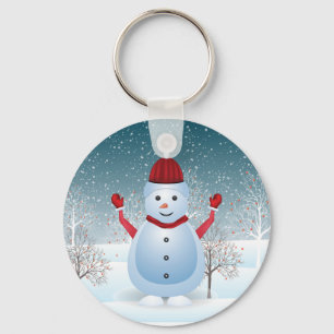 Winter Christmas Snowman Keychain