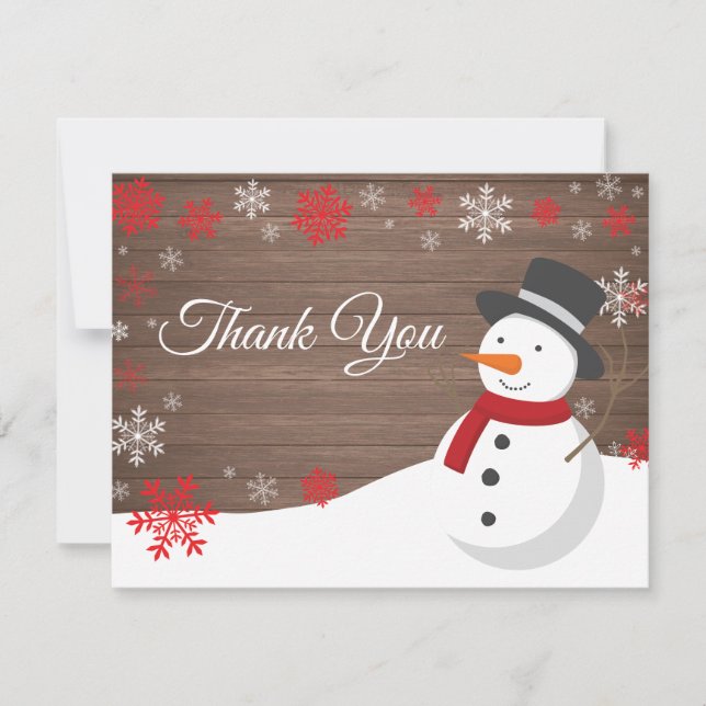 Winter Christmas Snowman Thank You Card (Front)