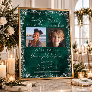 Winter Christmas These Kids Rehearsal Dinner Green Poster