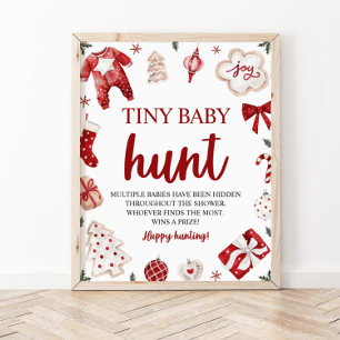 Winter Christmas Tiny Baby Hunt Baby Shower Game Poster