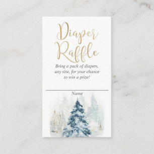 Winter christmas tree and snow diaper raffle cards