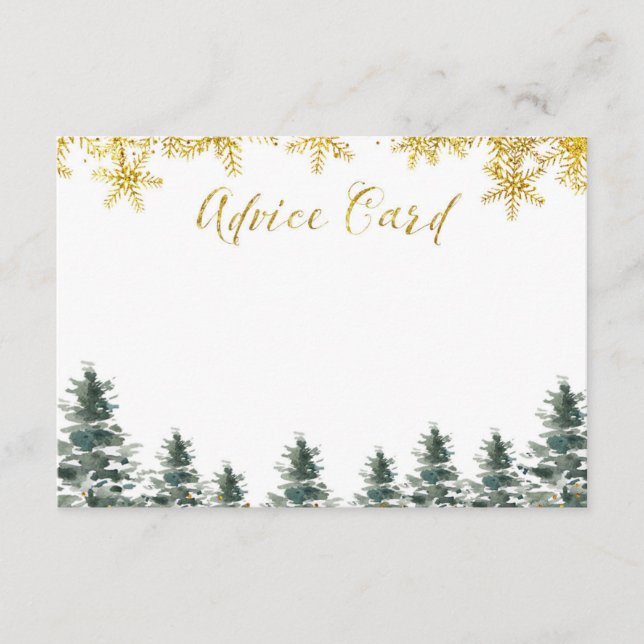 Winter Christmas Tree Baby Shower Advice Card (Front)