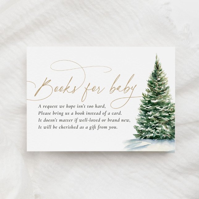 Winter Christmas Tree Baby Shower Books for Baby Enclosure Card (Creator Uploaded)