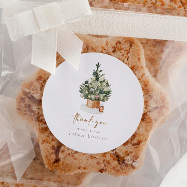 Winter Christmas Tree Baby Shower Classic Round Sticker (Creator Uploaded)