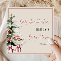Winter Christmas Tree Baby Shower Cold Outside