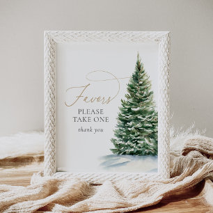 Winter Christmas Tree Baby Shower Favours Sign