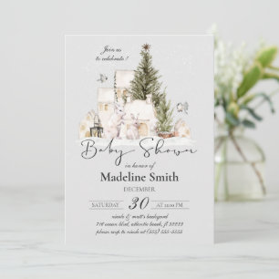 Winter Christmas Tree Baby Shower Invitation