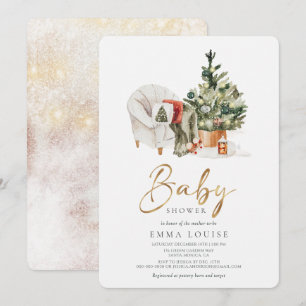 Winter Christmas Tree Baby Shower Invitation