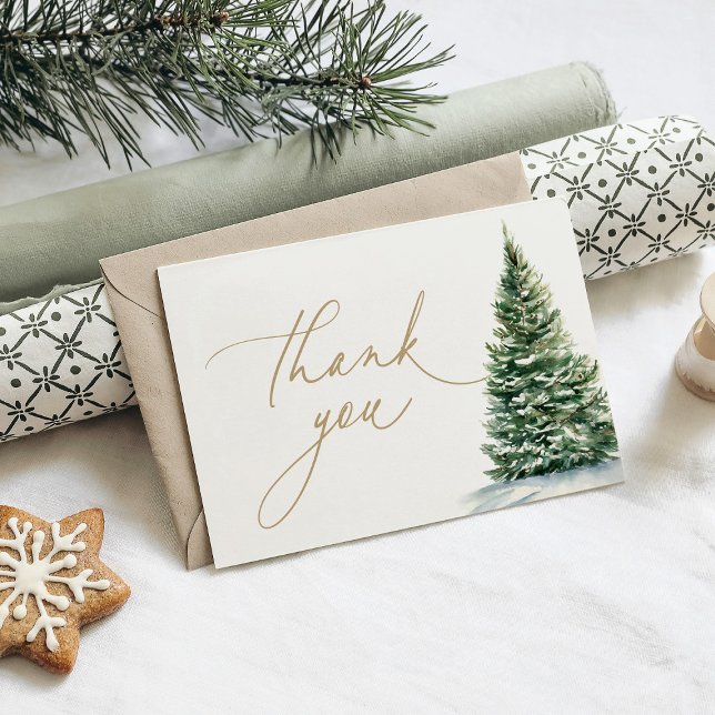 Winter Christmas Tree Baby Shower Thank You Card (Creator Uploaded)