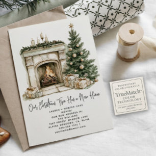 Winter Christmas Tree Rustic New Home Holidays Announcement Postcard
