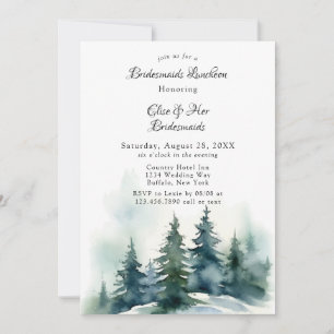 Winter Christmas Tree Scenery Bridesmaids Luncheon Invitation