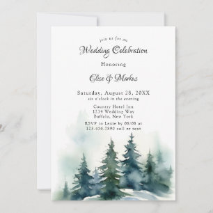 Winter Christmas Tree Scenery Wedding Invitation