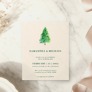 Winter Christmas Tree Simple Elegant Wedding Flyer