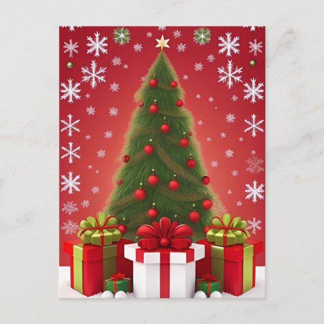 🎁 Winter Christmas Tree Snowy Landscape Festive Postcard (Front)