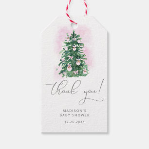 Winter Christmas tree thank you gift tags