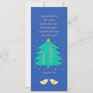 Winter Christmas Tree with Birds Bookmark