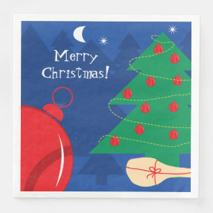 Winter Christmas tree with tennis balls and racket Napkin