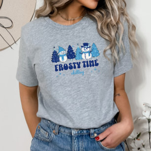 Winter Christmas Trees and Snowmen Frosty Time T-Shirt