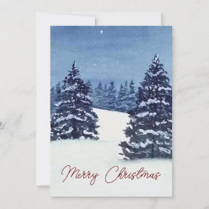 Winter Christmas trees holiday card