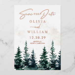 Winter Christmas Trees Holiday Save The Date