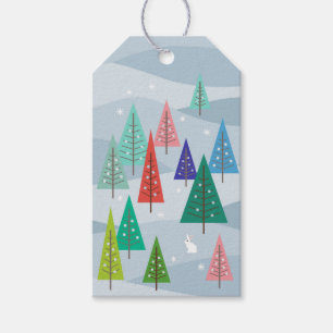 Winter Christmas Trees Retro Inspired Gift Tags