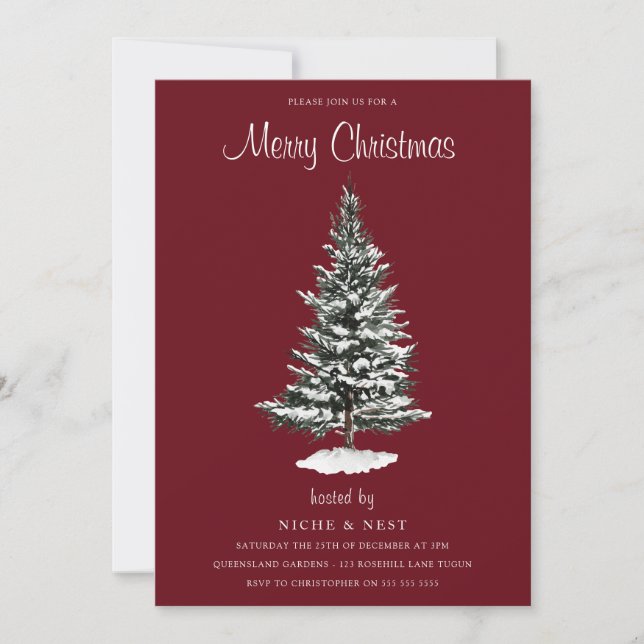 Winter Christmas: Trendy Winter Modern Party Invitation (Front)
