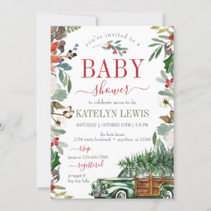 Winter Christmas Truck Baby Shower Invitation