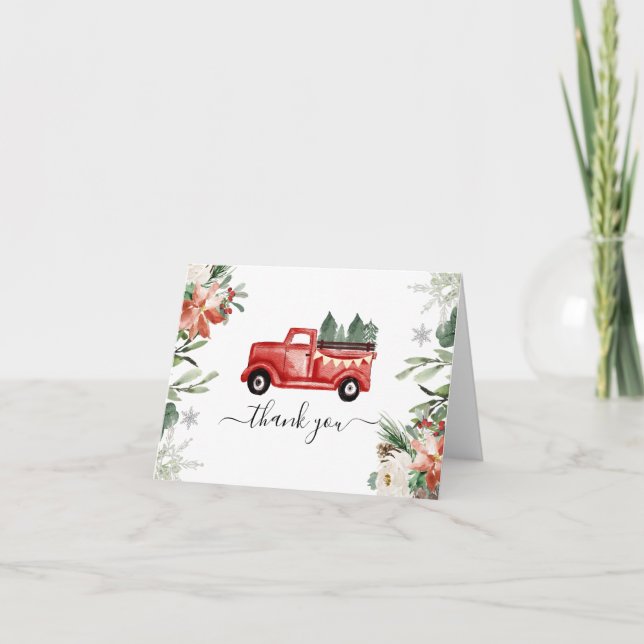 Winter Christmas Truck Thank You Card (Front)