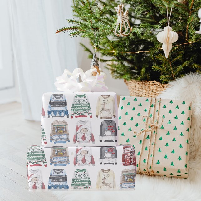 Winter Christmas Ugly Sweaters Pattern Wrapping Paper (Creator Uploaded)