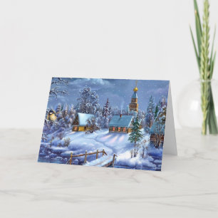Winter Christmas Village Holiday Card