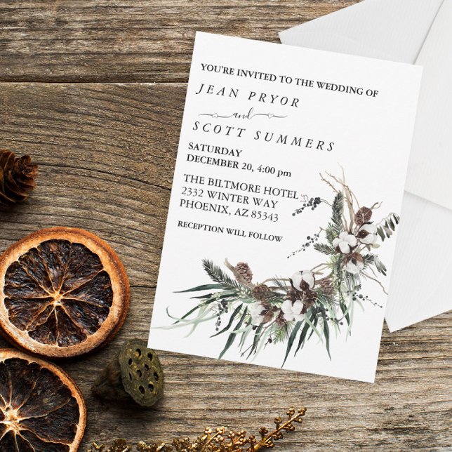 Winter Christmas Watercolor Wedding Foliage  Invitation (Creator Uploaded)
