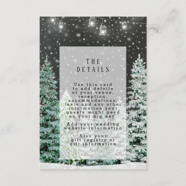 winter christmas wedding details information card (Front)