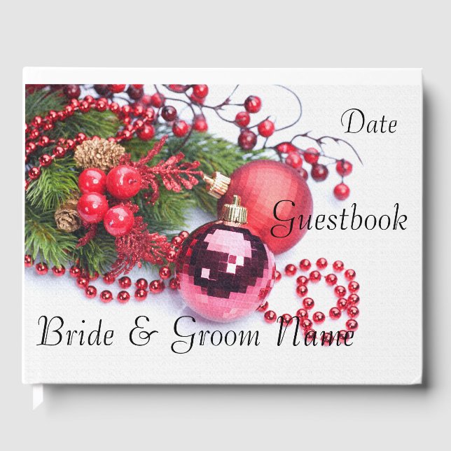 Winter Christmas Wedding Guest Book Bride Groom (Front)
