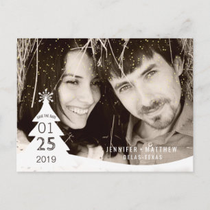 Winter Christmas Wedding Photo Save The Date Announcement Postcard