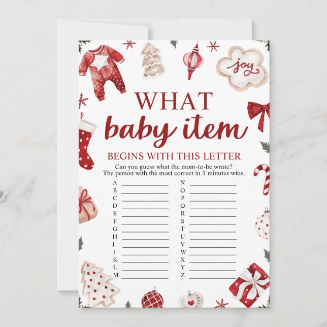 Winter Christmas What Baby Item Baby Shower Game Invitation (Front)