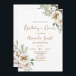 Winter Christmas White Floral Birthday 30th Dinner Invitation<br><div class="desc">Winter Christmas White Floral Birthday 30th Dinner Party
Invitation perfect for autumn or fall invitation</div>