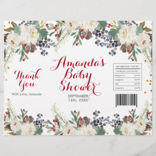 Winter Christmas White Floral Chip Bag Wrapper