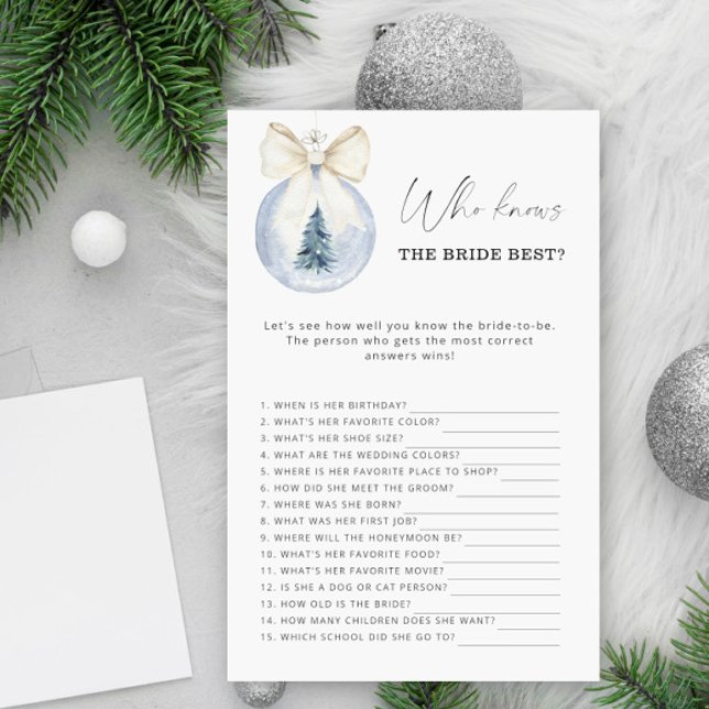Winter Christmas Who knows the bride best game (Creator Uploaded)