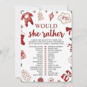 Winter Christmas Would She Rather Baby Shower Game Invitation