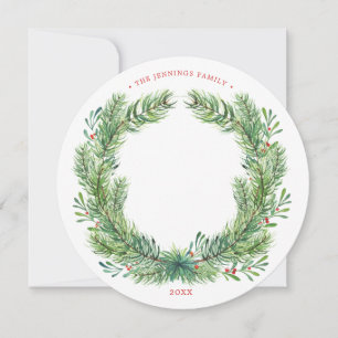 Winter Christmas Wreath Photo Holiday Card