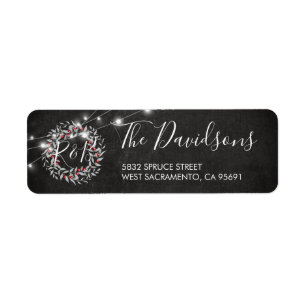 Winter Christmas Wreath Return Address