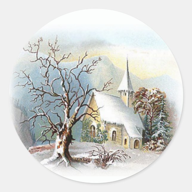 Winter Church Classic Round Sticker (Front)