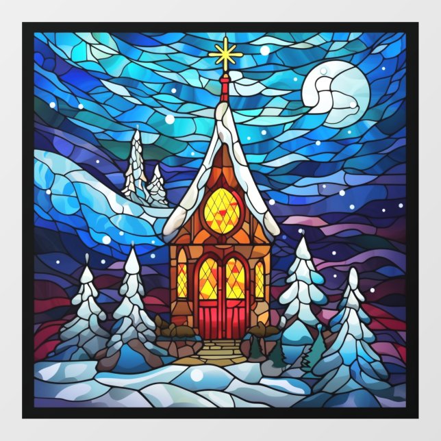 Winter Church Window Cling (Sheet)
