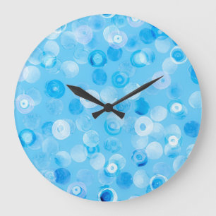 Winter Circles: Abstract Polka Dots. Large Clock