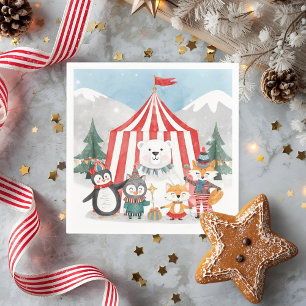 Winter Circus Animal Birthday Sign Cute Woodland Napkin