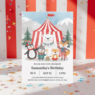 Winter Circus Birthday Invitation   Cute Penguin