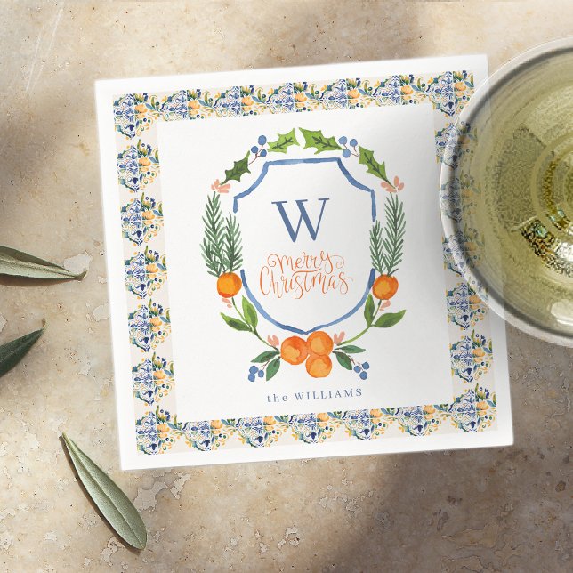 Winter Citrus Botanical Florals | Greenery Napkin (Creator Uploaded)