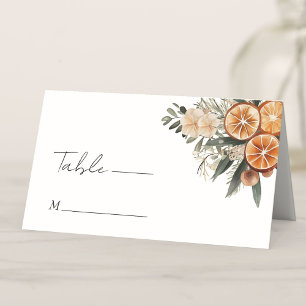 Winter Citrus Floral Elegant Christmas Wedding  Place Card