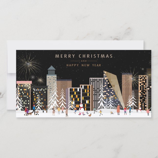 Winter City Wonderland Christmas Scene with Photo  (Front)