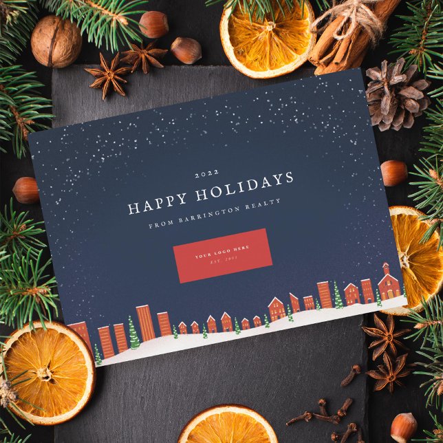 Winter Cityscape Skyline Corporate Holiday Card (Creator Uploaded)